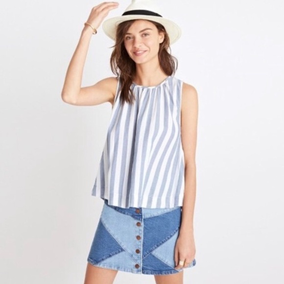 🎉Madewell Button Back Indigo Stripe Swing Tank🎉 - Picture 3 of 5